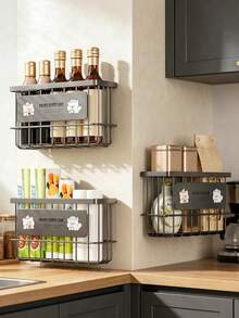 Wall Mount Metal Wire Storage Basket, Adhesive Hanging Bathroom Organizer Caddy, Rustproof Shower Storage Rack For Toiletries, Shampoo, Bathroom Accessories,Adhesive Hanging Basket, Rustproof Shower Shelf, Toiletries Storage Rack, Bathroom Wall Baske - Multicolor - View 12