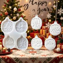 Christmas Ball Silicone Mold, Semi-3D Pendant Candle Holder Plaster Decor Home Epoxy Resin Mold, 70G - Multicolor - View 9