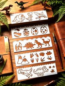 8PCS Dinosaur Theme Hollow Painting Stencils, DIY For Scrapbooking, Gift Boxes, Greeting Cards, Wooden Boards, Wall Decor, Photo Frame Borders, Graffiti Printing, Walls, Fabric, Drawing Boards, Home Decor, Ceramics, Glass, Reusable - Dinosaur Theme - View 4
