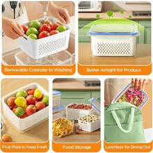Kitchen Airtight Food Storage Container, Leakproof Fresh Keeping Box For Refrigerator, Fruit, Vegetable And Meal Storage - Grey - View 10