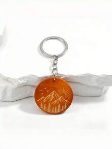 New Hot-Selling Handmade DIY Fresh Landscape Wooden Keychain, 1pc Cute Creative Wooden Keychain Pendant, Creative Holiday Gift Souvenir For Lovers And Friends, Creative Gift For Girlfriend, Holiday Gift, Phone And Car Key Ring Accessory, Holiday Creative Small Gift For Others, Event Gift - Multicolor - View 12