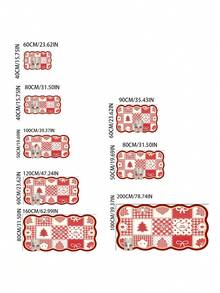1pc Christmas Red & White Patchwork Shaped Doormat, Welcome Mat, Christmas Tree Bow Heart Plaid Carpet, Rug, Christmas Rug, Bedroom Carpet, Area Rug - Multicolor - View 6
