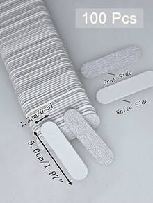 10-1000pcs Disposable Grey/White DIY Mini Nail Files - Double-Sided Sandpaper Files, Suitable For Manicure And Pedicure - Multicolor - View 9