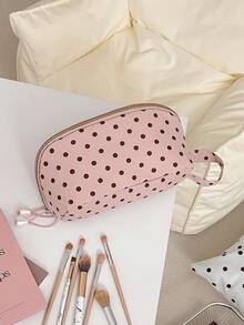 1Pc Polka Dots Print Travel Handheld Make Up Bag Cosmetic Organizer With Multiple Partitions,Travel Skincare Bag Makeup Tools Bag For Daily Life - Multicolor - View 9