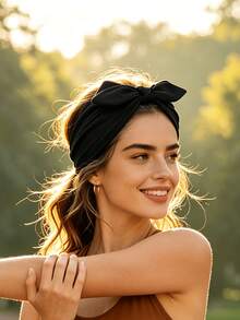 Women's Wide Bow Headband – Stretchy, Knotted, African-Style Headwrap – Non-Slip Elastic Hairband (1-Pack) - Multicolor - View 2