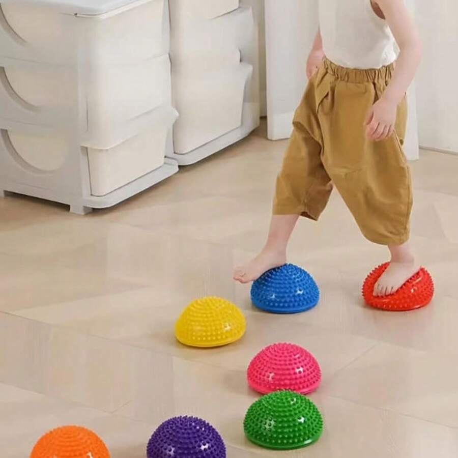 1pc Multi-Color (Random) Textured Half-Dome Exercise Balls - PVC, Soft And Durable, Ideal For Muscle Relaxation, Fitness Training And Balance Exercises, Balance Training Equipment | Colorful Exercise Gear | Pvc Construction, Exercise Additions