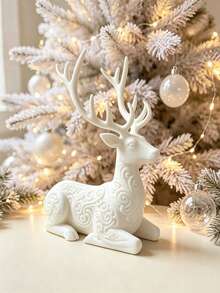 Exquisite Creative Christmas Theme European Style Carved Reindeer Lounge Chair Sculpture Ornament, Suitable For Office Desk, Living Room, Bookshelf, Cabin Holiday Decor. Nordic Style Minimalist Versatile, Suitable For Various Home Decor Scenes And Christmas - Multicolor - View 5