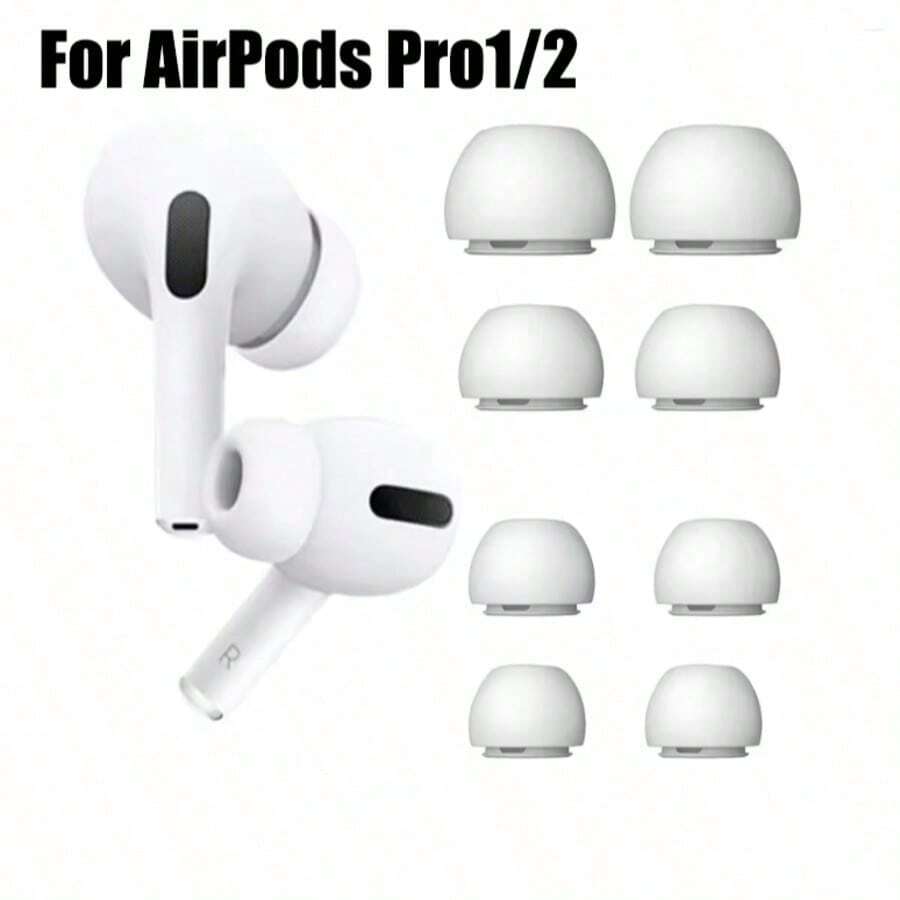 Pro1/2 رؤوس أذن بديلة [4 أزواج]، رؤوس سماعات أذن من السيليكون مانعة للضوضاء (مقاسات XS/S/M/L، أبيض) - مشاهدة 1
