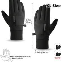 Winter Unisex Outdoor Cycling Gloves, Waterproof & Windproof, Sports Skiing Warm Fleece Lining, Anti-Slip Touchscreen Compatible, Warm Gloves, Suitable For Outdoor Cycling, Driving, Autumn/Winter, Motorcycle Riding - Black - View 12