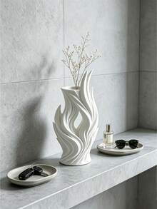 1pc Flame Shaped Hollow Vase, For Flower Arrangement, Table Display, Space Decoration, Suitable For Living Room & Bedroom Tabletop, 3D Printed Craft, Modern Minimalist Art Style, Hollow Streamlined Design, Ideal Housewarming Gift - Multiple Styles - View 7