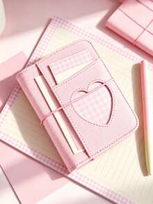 M5 Loose-Leaf Mini Notebook Sticker Storage Album Sticker Collection Book Card Storage Album Pink Blue Denim Heart Loose-Leaf Notebook With Elastic Band Photo Card Collection Album Idol Photo Album - M5 - View 7