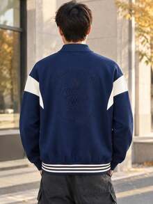 Adidas Originals Men's Sports Track Top Jacket, Casual Everyday Wear, Contrast Color Lapel Collar, KW5664 - Deep Indigo - View 4