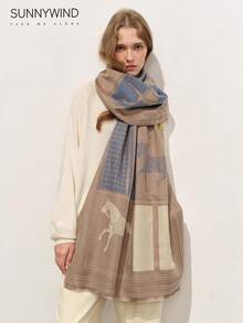 1pc Women's Leopard Print Animal Pattern Elegant Fashion Polyester Scarf For Daily Use - Khaki - View 6