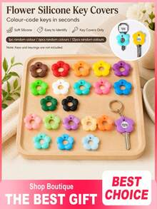 30pcs/Set Colored Silicone Keycase, Flower Shaped Elastic Keycap Made Of Silicone Material, Easy To Install With Bright Colors, Stable Fit, Suitable For Weddings, Halloween, Birthdays, Thanksgiving And Other Holiday Occasions, Christmas Decorations - Multicolor - View 3
