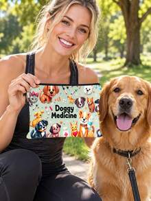 2D Cute Puppy Print Multifunctional Portable Makeup Bag, Travel Multi-Function Toiletry Bag, Essential For All Seasons, Suitable For Airport, Gym, Dorm, Office, Home, Commute And Daily Use, Holiday Gift, Ideal Gift For Dog Lovers - Multicolor - View 2