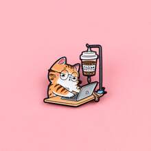 Cat Enamel Lapel Pin Badge Brooches, Fashion Metal Decorative Pins For Backpack Bag Jacket Clothing, Perfect Gift For Men Women Best Friends - Multicolor - View 1
