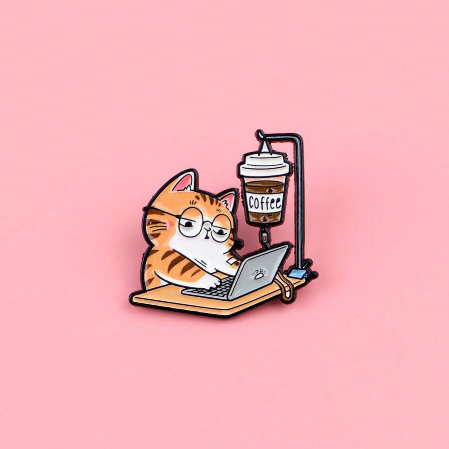 Cat Enamel Lapel Pin Badge Brooches, Fashion Metal Decorative Pins For Backpack Bag Jacket Clothing, Perfect Gift For Men Women Best Friends - Multicolor - View 1