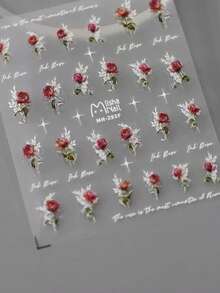 1pc Autumn New Christmas Snow Scene Rose Sticker, Autumn/Winter Christmas Makeup Decoration Decal DIY Embellishment, Y2K Gothic Style, Face Sticker With Self-Adhesive Backing - Multicolor - View 3