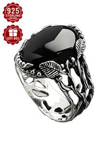 1pc 925 Sterling Silver Ring, Forest Treasure, Size 6-11, Suitable For Women Or Couples Daily Wear, Comes With Gift Box - Silver - View 1