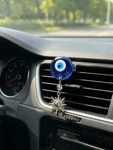 1pc Demon Eye Alloy Sun Decorative Car Air Vent Accessory, Car Air Conditioning Outlet Decoration - A - View 2