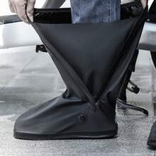 High-Top Rain Shoe Covers, Thickened Waterproof Rain Boots, Creative Waterproof Motorcycle Riding Bicycle Rain Boots, Rain Shoe Covers, Rain Boot Covers, Unisex Adult Shoe Covers, Wear-Resistant High-Top Style, Designed For Rainy Days, Rainproof, Waterproof, Thickened Design - Black - View 8