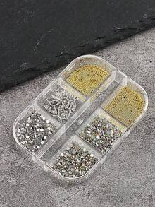 Autumn 1 Box (12 Grids) Asymmetrical Nail Art Rhinestones & Charms – DIY Nail Gems & Supplies - Multicolor - View 7