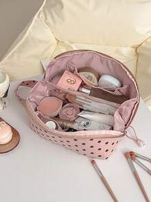 1Pc Polka Dots Print Travel Handheld Make Up Bag Cosmetic Organizer With Multiple Partitions,Travel Skincare Bag Makeup Tools Bag For Daily Life - Multicolor - View 10