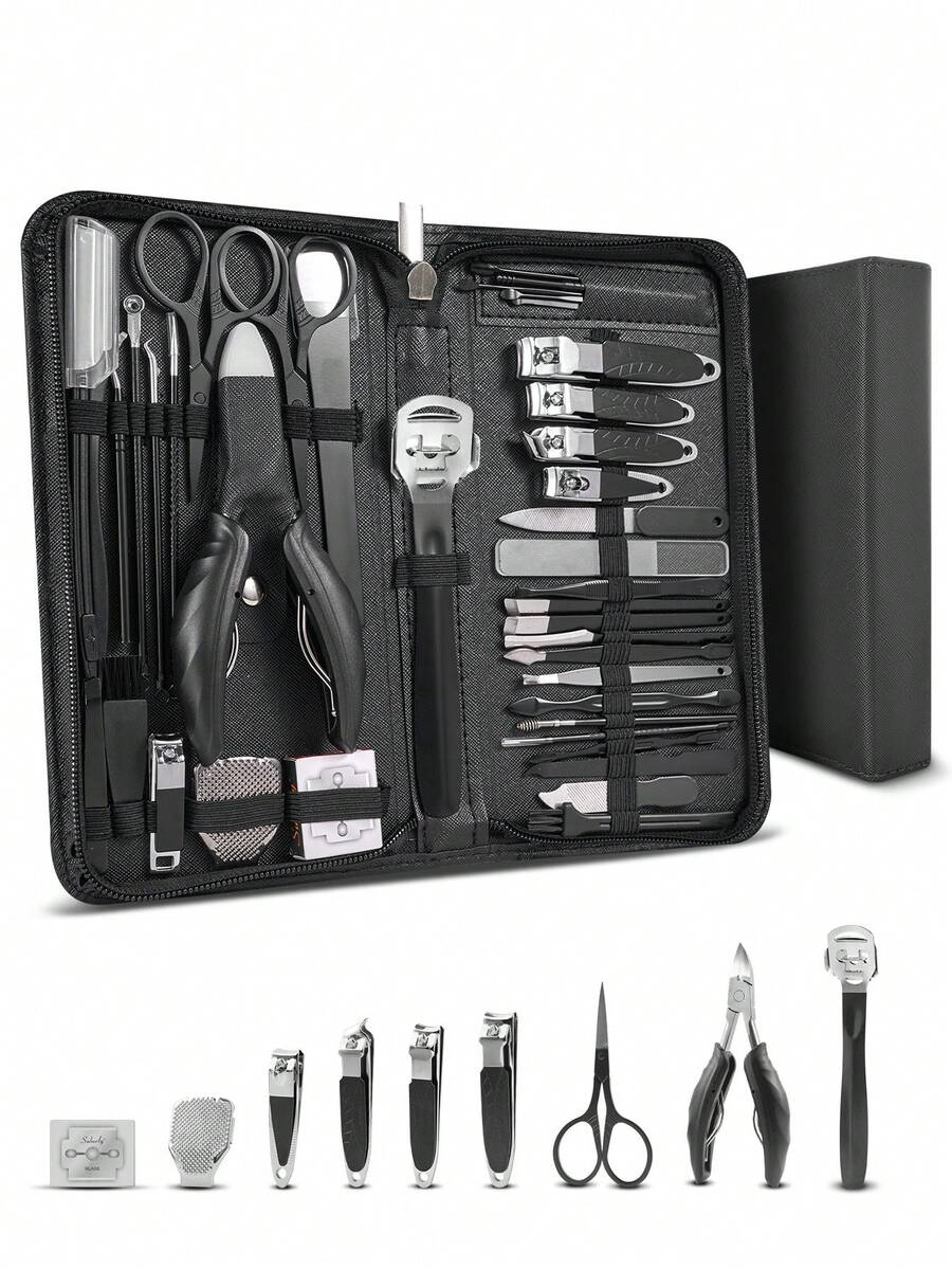 40pcs Full Set Stainless Steel Manicure Set Nail Clipper/Eyebrow Scissors/Pedicure Knife/Dead Skin File Hand Face Foot Care Tools Complete Series Nail And Foot Care Set Suitable For Home/Travel Gift For Men - Multicolor - View 1