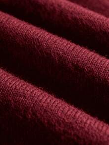 Women's Loose Fit Lace Trim V-Neck Knit Cardigan, French Style Autumn/Winter Loose Front-Opening Knit Sweater Fall - Burgundy - View 10
