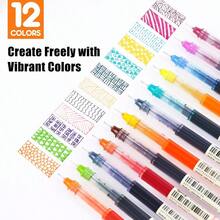 24-Color Ink Roller Ball Pen Set, Equipped With 0.5mm Ultra-Fine Tip, Smooth Writing, Smudge-Resistant. Vibrant Colors Make It An Ideal Choice For Journaling, Painting, Sketching, Classroom Notes And Artistic Creation. - Multiple Styles - View 7