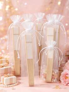 Multifunctional Transparent Drawstring Bag, Suitable For Wedding And Party Favors, Ideal For Folding Fan Storage, Silk Gift Bag, Thin Silk Bag, Rectangular Gift Bag, Handmade Packaging Bag - 6*27 - View 2
