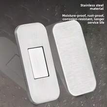 1Pair/2Pairs Stainless Steel Magnetic Cabinet Door Stopper, No-Drill Installation For Kitchen Cabinets, Wardrobes And Drawers, With Adhesive Backing For Damage-Free Installation - Silver - View 11
