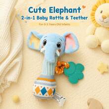 Teething Grip Bar Plush Doll Baby Doll Newborn Infant Educational Soothing Bed Bell Baby Rattle - Elephant - View 1
