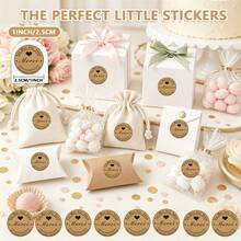 500pcs/Roll Thank You Stickers Kraft Paper French Thank You Stickers Specially Made For You Handmade Stickers Suitable For Wedding, Party And Birthday Gift Packaging Labels, Baking Seal Stickers, Dessert Packaging Labels, Gift Packaging Stickers, Free Gift Stickers, Gift Packaging Seal Decorative Stickers, Round Decorative Stickers - Cartoon - View 3