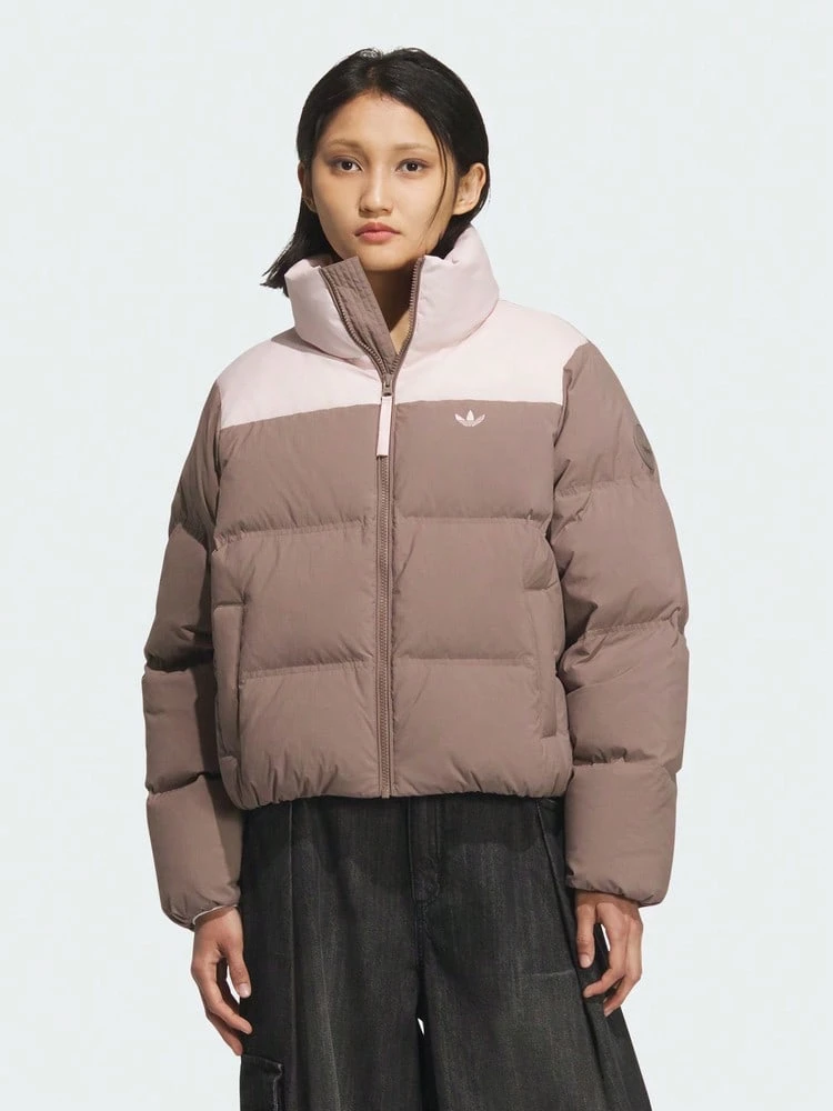 Adidas Originals Women's Short Down Puff Jacket Thick Down Coat - Short KC2660 - Brown - View 1