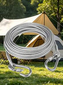 Portable Iron Clothesline, 2mm Thick Heavy Duty Multi-Function Practical Steel Wire Rope, Lightweight Camping Gear, Suitable For Indoor And Outdoor Use, Suitable For Bathroom, Bedroom Balcony Clothes Drying, Can Be Used As Temporary Dog Leash - Multicolor - View 1