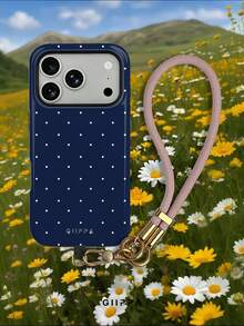 GIIPPA 1件皇家藍底色白色波點圖案設計手機殼 + 手鍊，適用於Phone 17 Pro Max，相容Phone 16 Pro Max、15 Pro Max、14 Pro Max，韓系高端時尚趣味手機殼，適合11/12/13/14/15/16 Pro Max Plus，男女皆宜的優雅設計，送給女友的聖誕節、情人節、復活節、婚禮季與生日完美禮物 - 寶藍色 - 查看 9