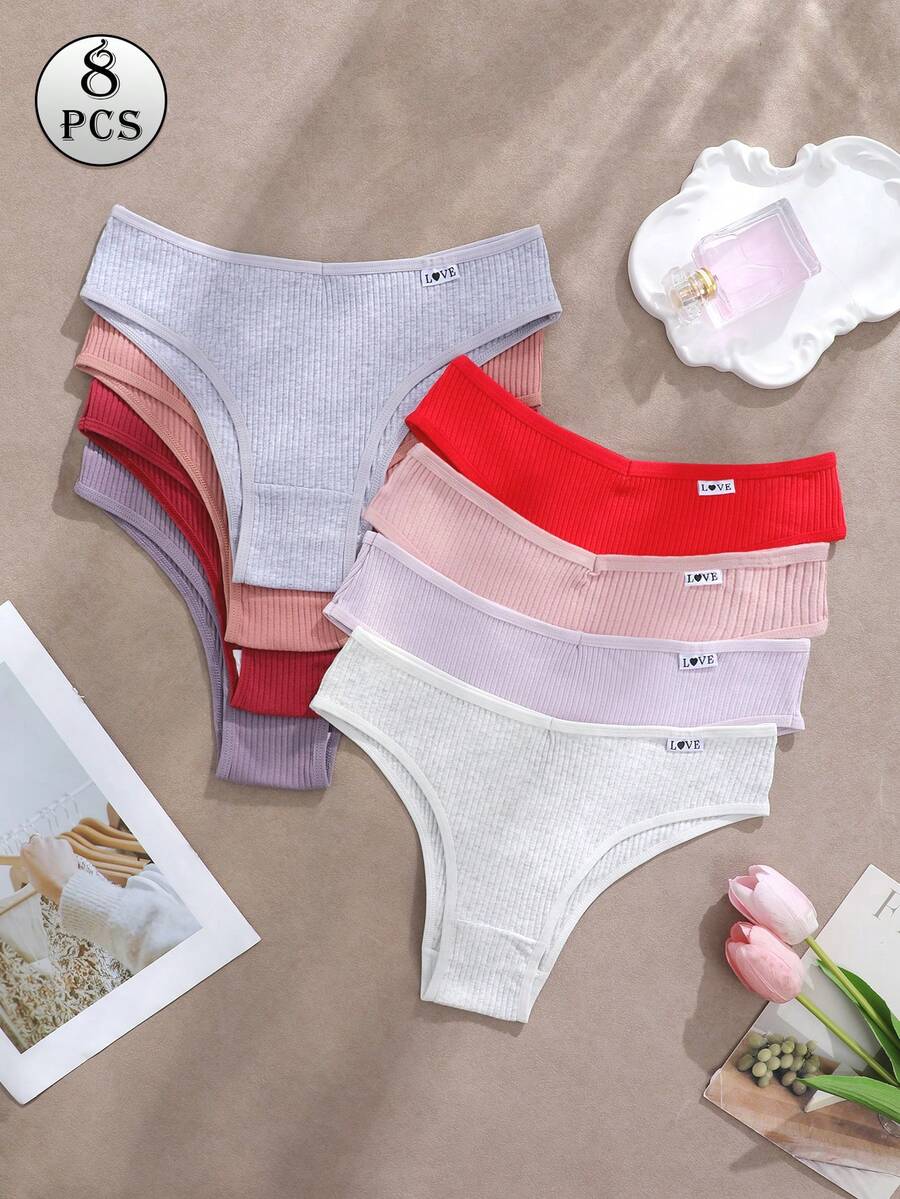 8件組女款柔軟低腰V腰三角內褲,高彈性舒適內著 - 彩色 - 查看 1