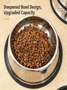 1PC Carbon Steel Pet Bowl, Non-Slip Dog Food & Water Bowl, Paw Print Design, Durable & Easy To Clean, Suitable For Small, Medium And Large Dogs & Cats - 300ml - View 4