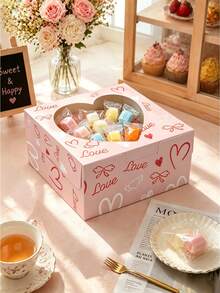 8pcs/12pcs/24pcs Valentine Style Hollow Heart Viewable Packaging Boxes Creative Printed Paper Cases For Candy Treats & Gift Storage - View 5