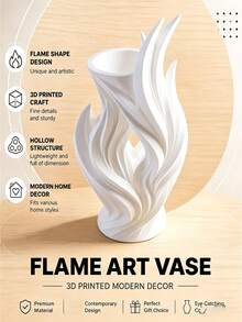 1pc Flame Shaped Hollow Vase, For Flower Arrangement, Table Display, Space Decoration, Suitable For Living Room & Bedroom Tabletop, 3D Printed Craft, Modern Minimalist Art Style, Hollow Streamlined Design, Ideal Housewarming Gift - Multiple Styles - View 4