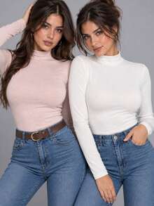 Women Blouses & Shirts - PINK+WHITE - View 4