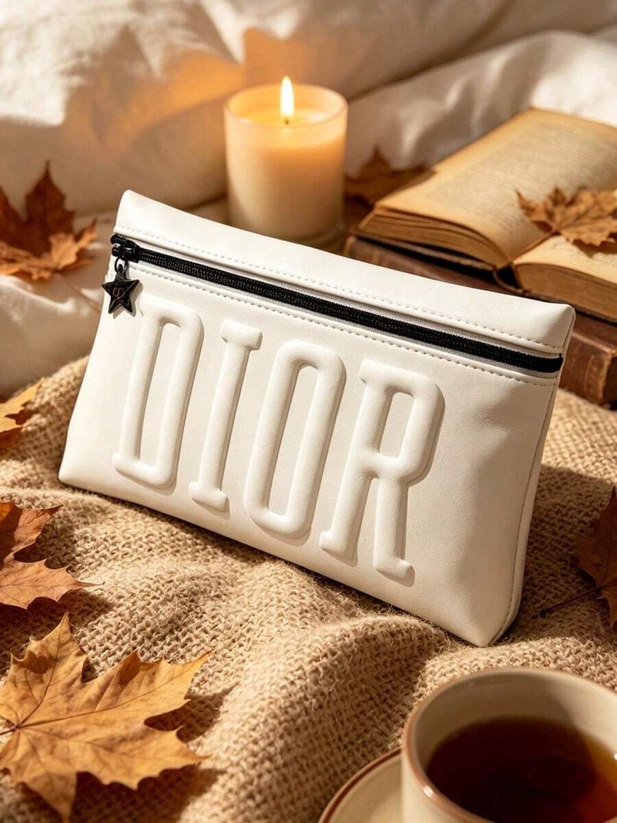 Dior This White Makeup Bag Is A Stylish And Versatile Handbag With A Large Capacity, Capable Of Storing Cosmetics And Lipsticks. It Features A Metal Zipper, Exquisite Details, And Easy Opening And Closing. - White - View 1