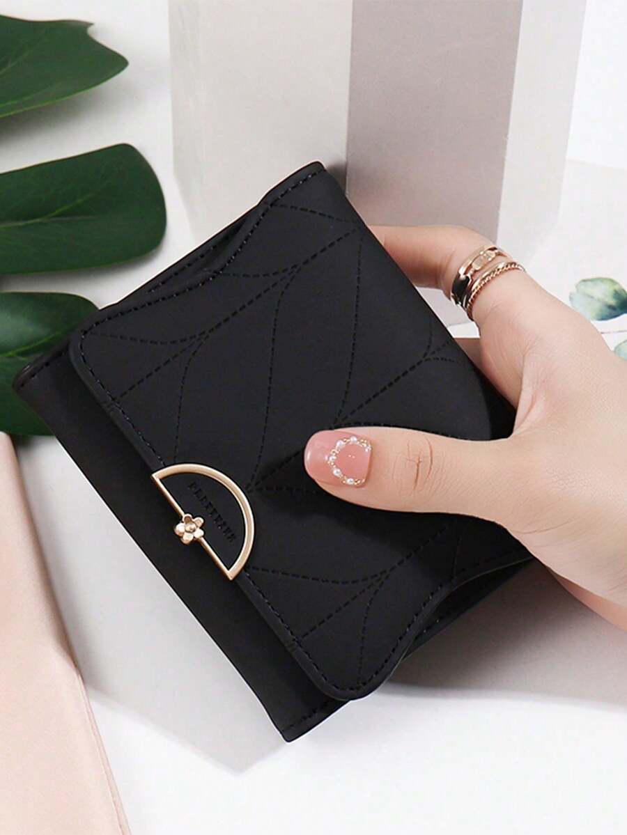 1 buah Dompet Pendek Hitam Klasik, Dompet Koin Minimalis Modis Berkualitas Tinggi dari Kulit PU, Dompet Koin Lipat Multifungsi Serbaguna untuk Pelajar dengan Banyak Slot Kartu dan Tempat Kartu Identitas, Dompet Penyimpanan