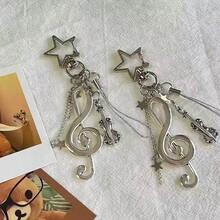 1pc Music Note Keychain Metal Star Pendant Creative Personalized Bag Charm Minimalist Key Chain Women's Bag Accessory - Multicolor - View 2