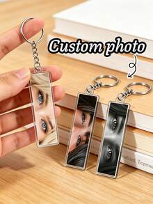 Custom Photo Double Eye Keychain, Personalized Double Eye Acrylic Keychain, Customizable Photo Women's Keychain, Couple Gift, Birthday Gift - Multicolor - View 2