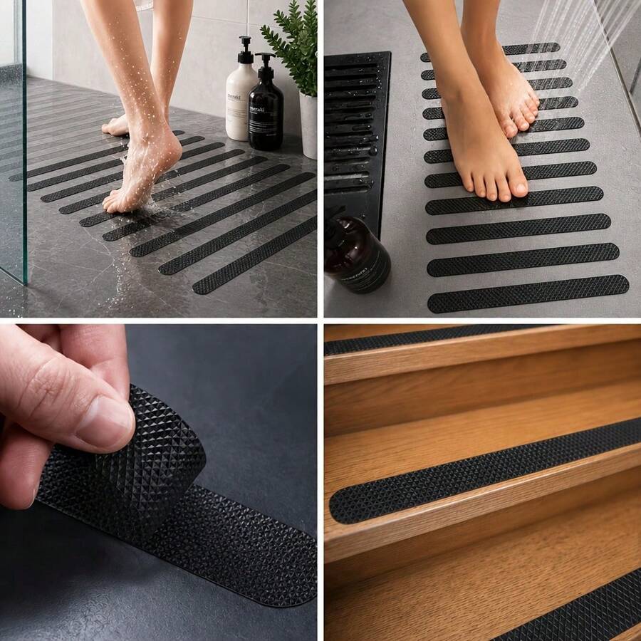 5pcs Non-Slip Pre-Cut Strips, For Shower Anti-Slip, Bathtub Anti-Slip, Computer Desk Anti-Slip, Surfboard Anti-Slip, Indoor Stairs Anti-Slip, Washbasin, Outdoor Ladder, Swimming Pool, Tabletop Anti-Slip, Skateboard Anti-Slip And Bunk Bed Ladder Anti-Slip - Multicolor - View 1