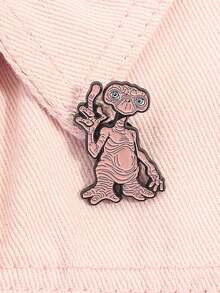 ET Alien Funny Enamel Brooch, Classic Movie Theme Metal Badge, Humorous Gesture Design Pin, Suitable For Backpacks And Clothing, Movie Fan Collectible Accessory - Multicolor - View 4