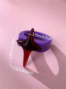 1pc Dark Gothic Red Four-Pointed Star Gemstone Purple Ring, Unique Creative Fashion Ring For Women And Men, Suitable For Party And Daily Wear, Can Be Given As A Gift To Friends - Multicolor - View 5