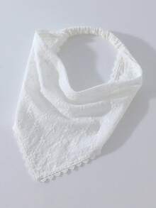 1件裝女款時尚刺繡捲邊髮箍頭巾，適合日常與度假使用 - 白色 - 查看 5